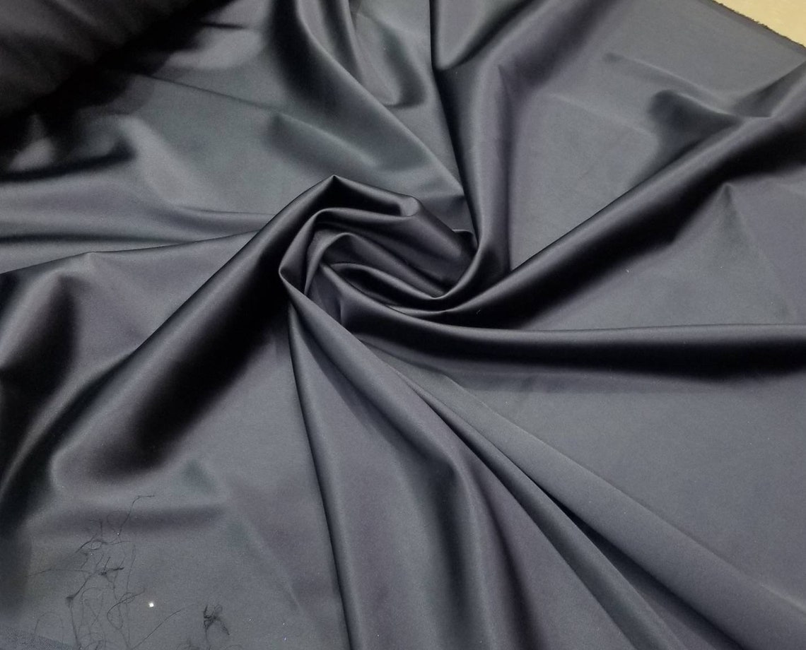 Silver/Black Italian Stretch Satin Fabric main image 1