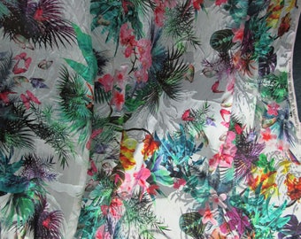 Italian designer Chiffon Burnout fabric Floral print. Price for One Yard  54" Wide