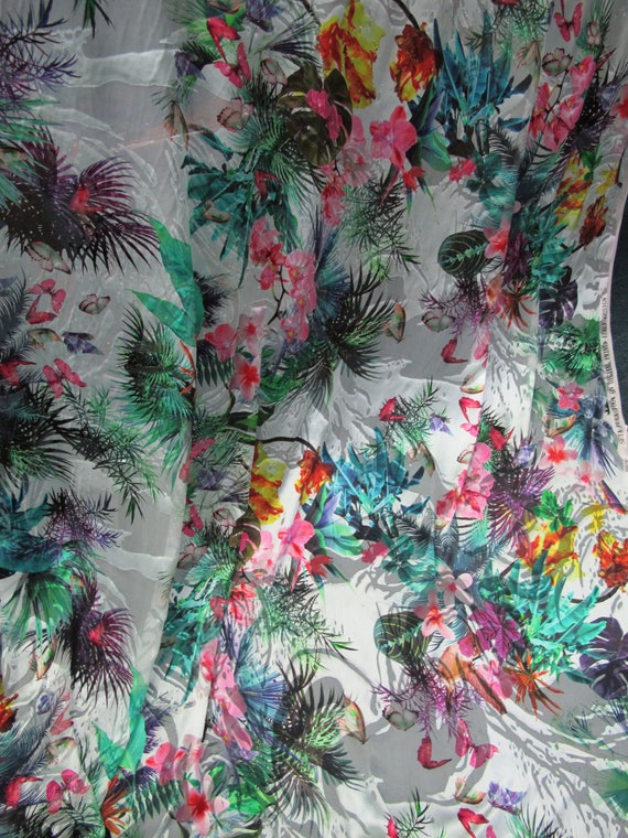 Italian designer Chiffon Burnout fabric Floral print. Price for One Yard  54" Wide