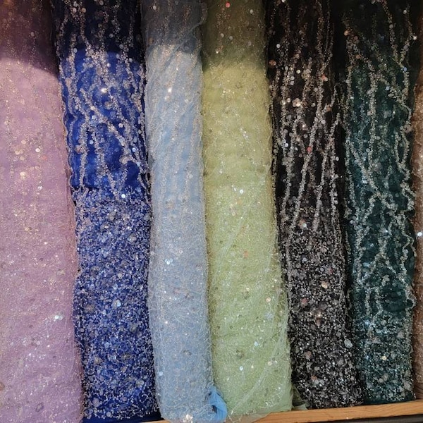 Sheer Beaded Fabric Etsy