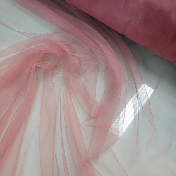 Super fine soft Rose  color Tulle/Mesh 60" wide sold by the yard usable for Apparel and interior designing.