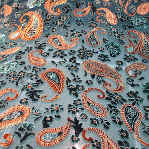 Italian designer Chiffon Velvet Burnout fabric Floral print. Price for One Yard  45&quot; Wide