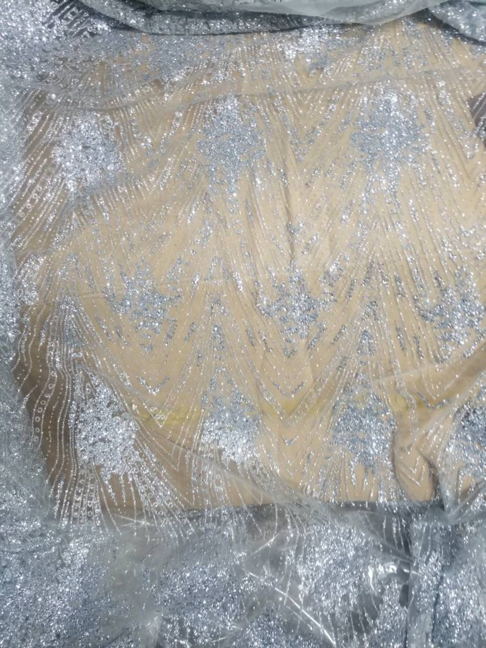 Glitter Metallic Fabric Silver Color Usable for Decoration and Etsy