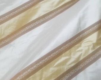 100% Silk Taffetta/Dupion stripe  fabric by yard  54" wide. Can be used for Clothing and Interior Designing.