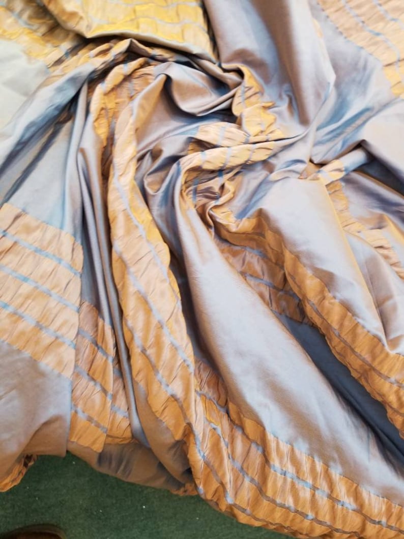Blue Purple 611 Striped Silk Shantung