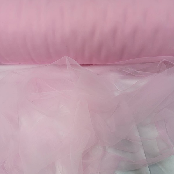 Super fine soft Baby Pink    color Tulle/Mesh 60" wide sold by the yard usable for Apparel and interior designing.