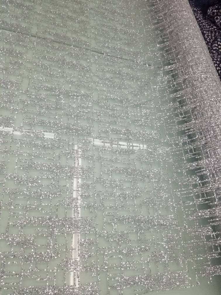 Silver Color Glitter Metallic Fabric Usable for Decoration and Etsy