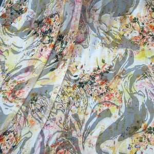 Italian designer Chiffon  Burnout fabric Floral print. Price for One Yard  54&quot; Wide