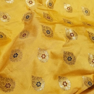 Handcrafted beautiful silk brocade with mettallic thread  thread work soft  fabric usable for apparel,accessories  and interior designs
