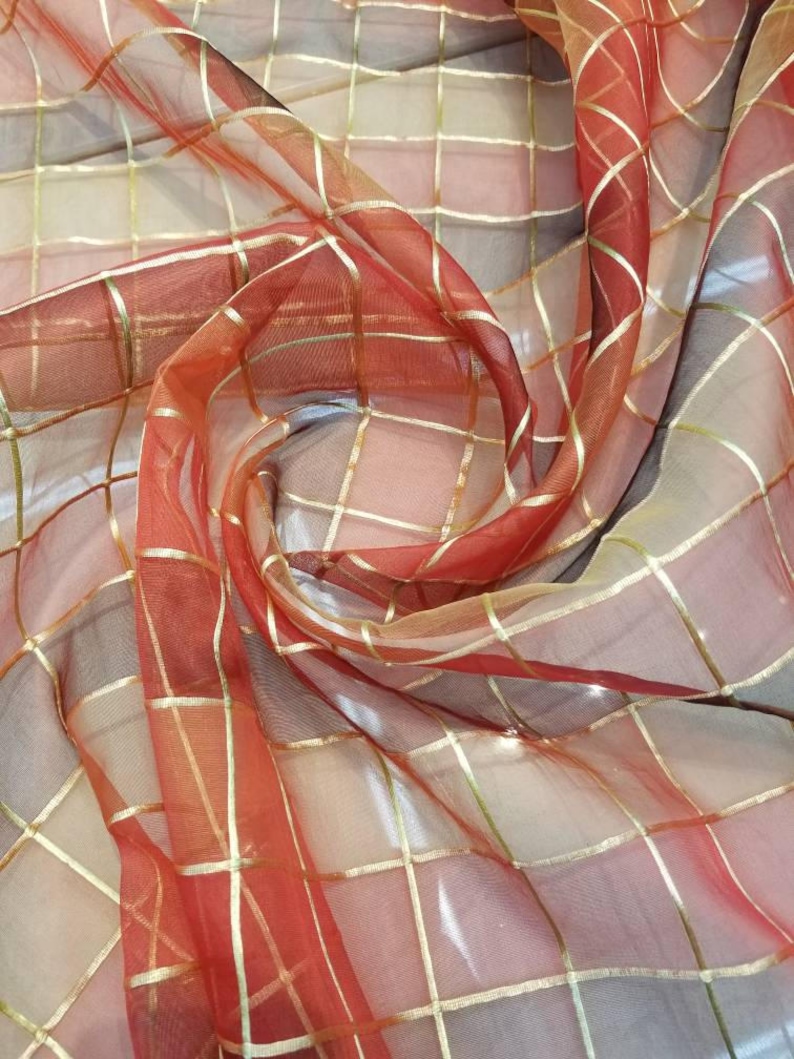Multicolor Organza Plaids Fabric JM-5004/1074 main image 0