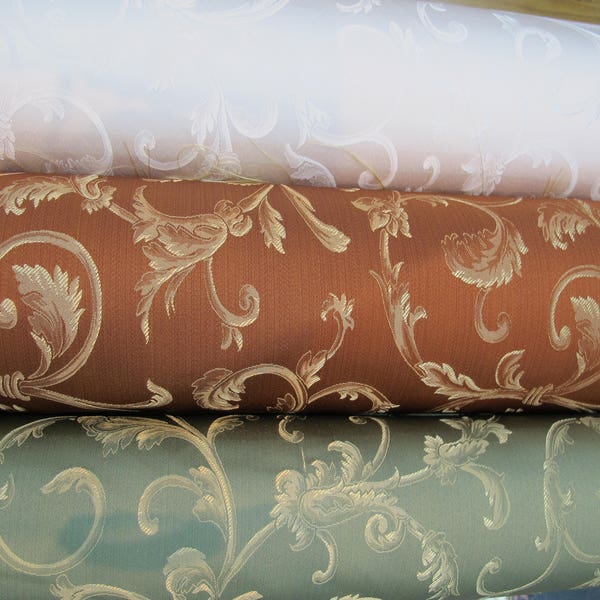 Damask Jaquard  Brocade for Upholstry/ Drapery Fabric 110" wide by the yard  Minimum order 20 yards.
