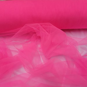 Super fine soft Neon Fuchia pink   color Tulle/Mesh 60&quot; wide sold by the yard usable for Apparel and interior designing.