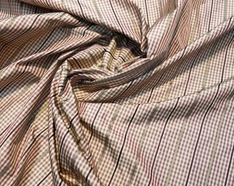 100% silk taffeta stripe usable for draperies & Appearel, 54" wide.    Sold by the yard. For interior designers and decoration.