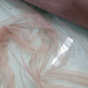 Super fine soft Blush color Tulle/Mesh 60&quot; wide sold by the yard usable for Apparel and interior designing.