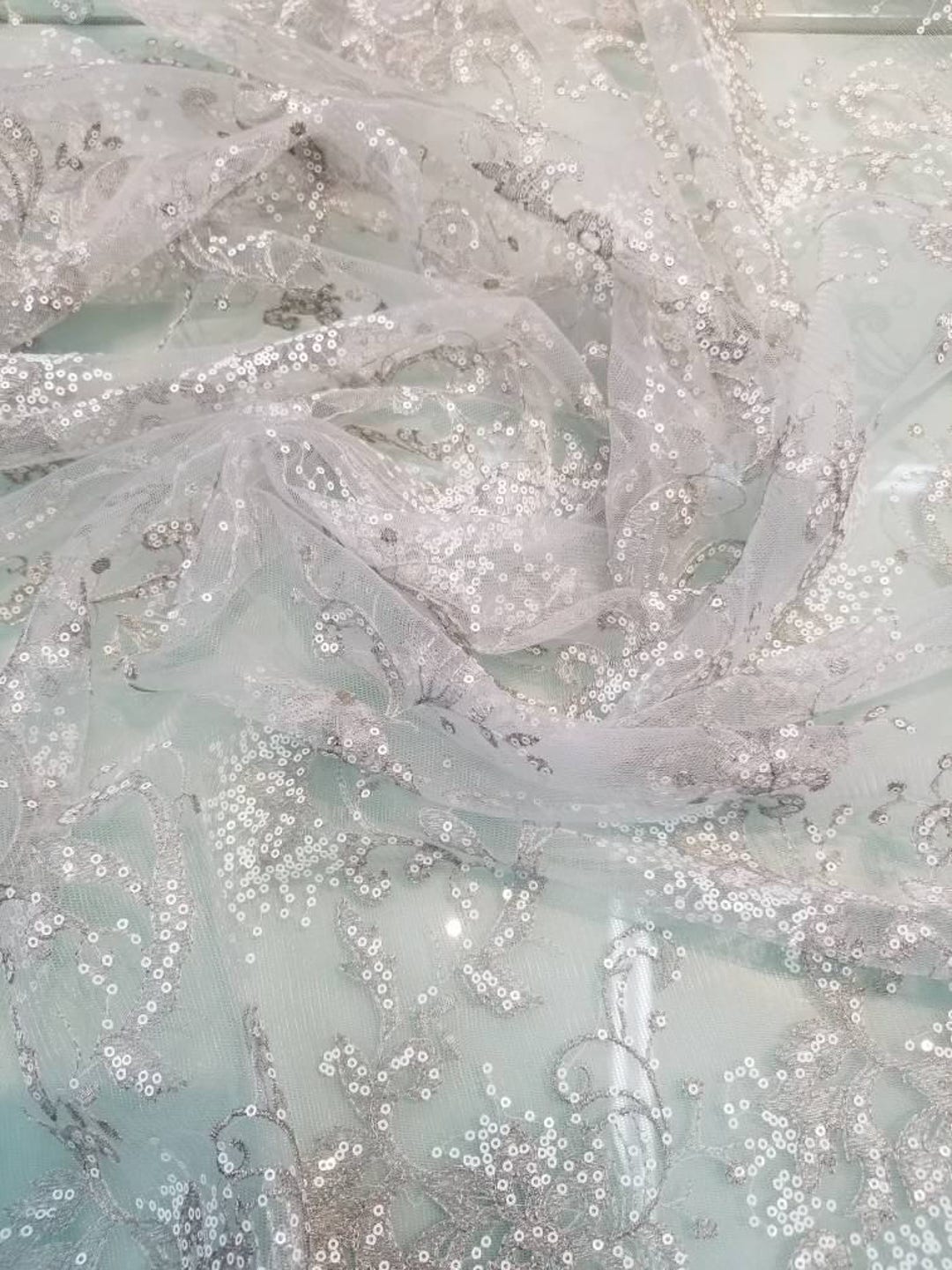 Sheer Soft Sequinced Lace Fabric 54 Wide Usable for - Etsy