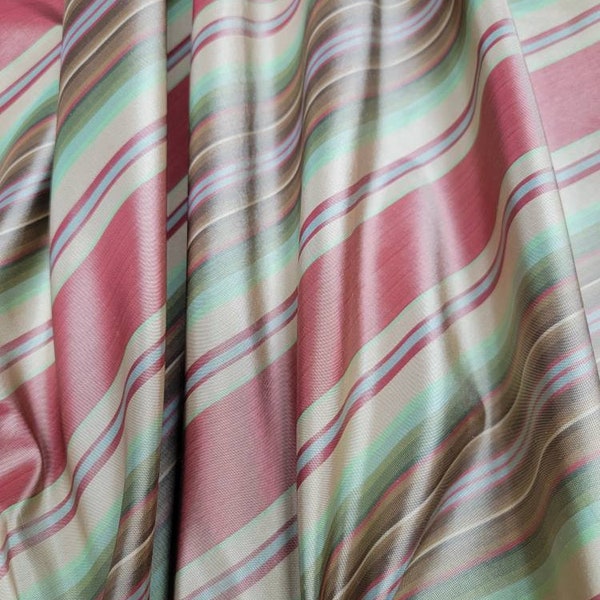 100% silk taffeta striped multicolored usable for draperies & Appearel, 54" wide.    Sold by the yard. For interior designers and decoration