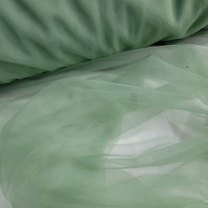 Super fine soft seige green   color Tulle/Mesh 60" wide sold by the yard usable for Apparel and interior designing.