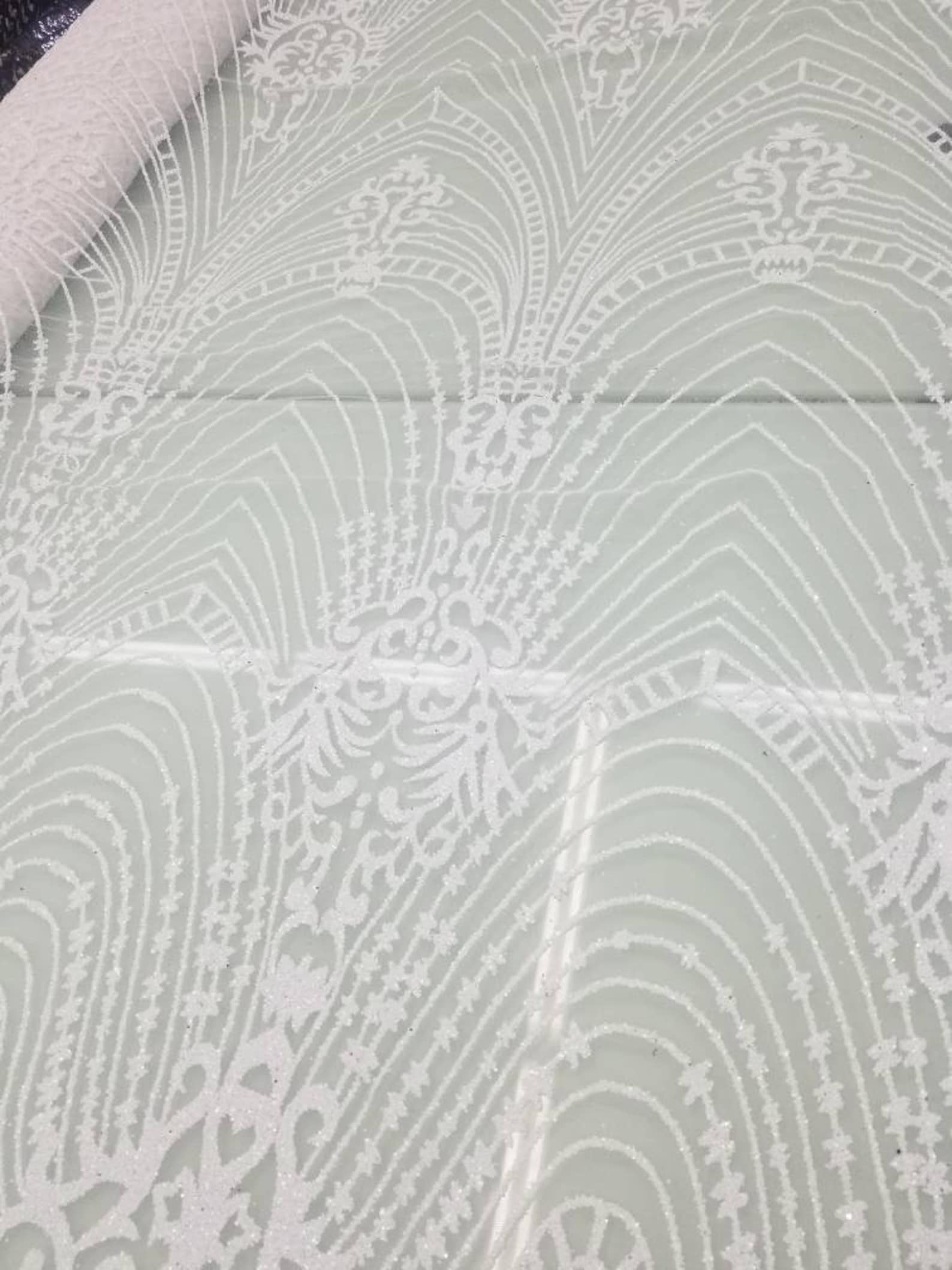 White color Glitter Metallic fabric usable for decoration and Etsy