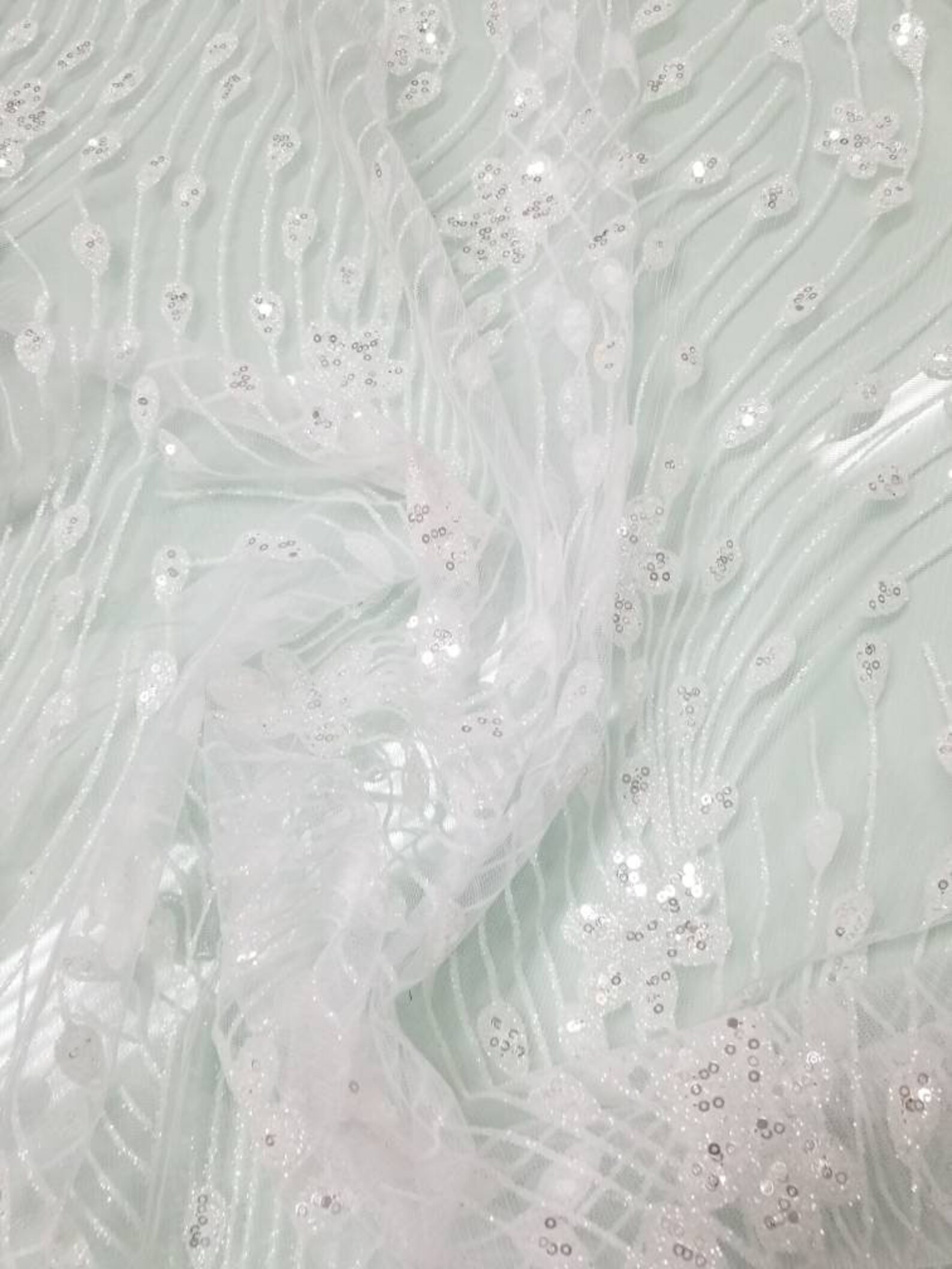 White Color Glitter Metallic Fabric Usable for Etsy