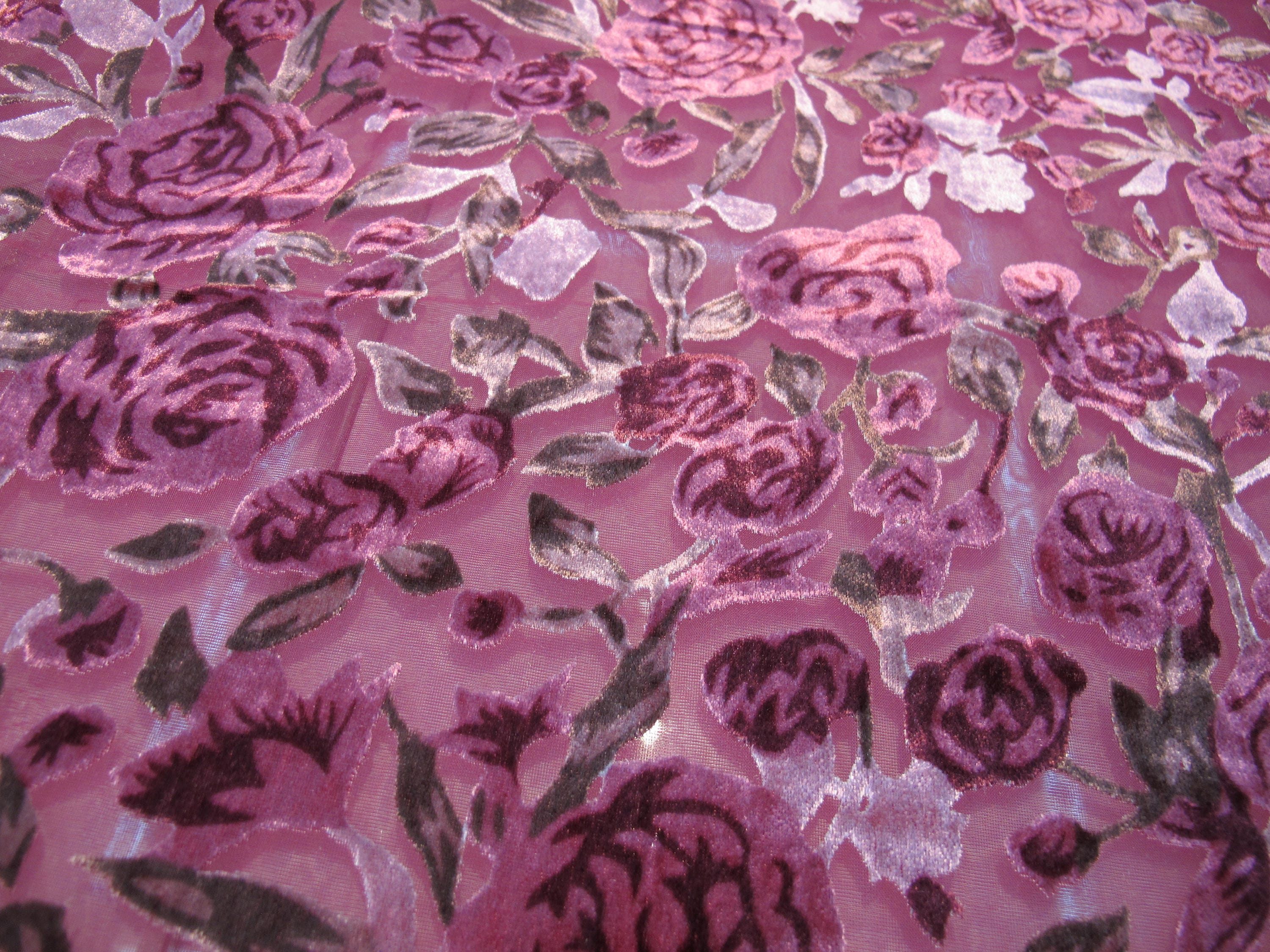 Italian Designer Chiffon Velvet Burnout Fabric Floral Print. Price