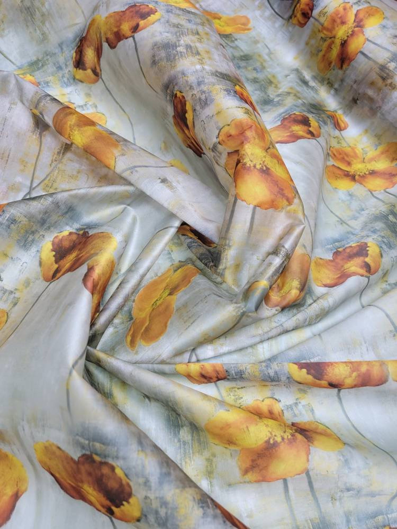 Silk Gazar digital print fabric by yard 54 wide. Can Etsy