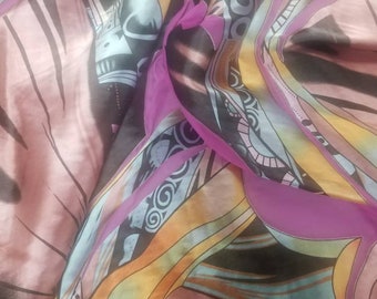 Italian designer Silk Chiffon  Burnout fabric abstract  print. Price for One Yard  54" Wide