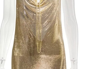 slim fit dress slacks Embellished A-Line Mini Dress in Gold - 4 / Regular main image 0