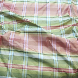 100% Silk Taffeta Plaid/ striped Fabric useful for Clothing and Interior Designing. 54&quot; Wide sold by the yard