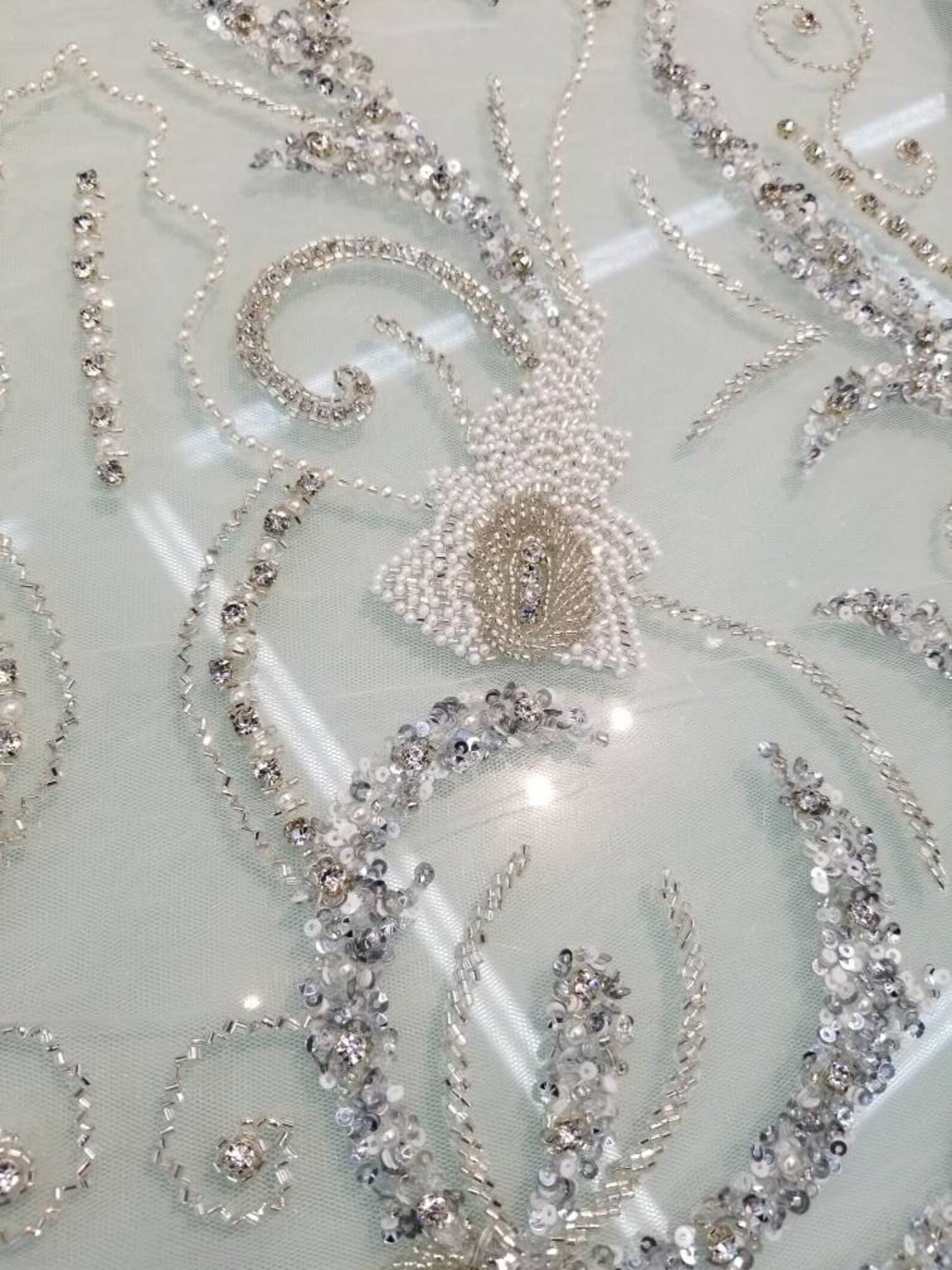 Rhinestone Hand Beaded Fabric, Dress Fabric 54 Inches Wide Usable for ...