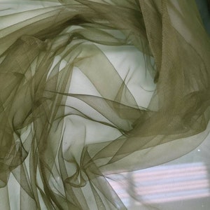 Super fine soft Olivino green   color Tulle/Mesh 60&quot; wide sold by the yard usable for Apparel and interior designing.