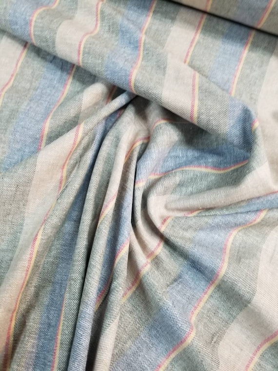 Striped heavy weight  linen 45 inches wide. Usable for household furnishing and clothing.