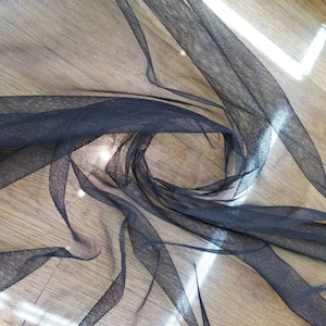 Super fine soft black color Tulle/Mesh 60&quot; wide sold by the yard usable for Apparel and interior designing.