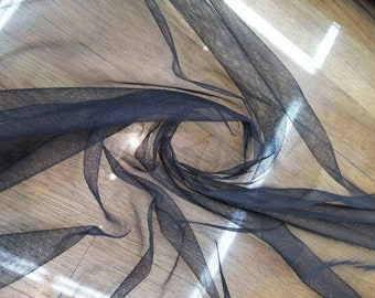 Super fine soft black color Tulle/Mesh 60" wide sold by the yard usable for Apparel and interior designing.