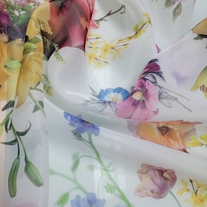 Gazar Organza Fabric Rpses and Floral Digital Print Fabric by - Etsy