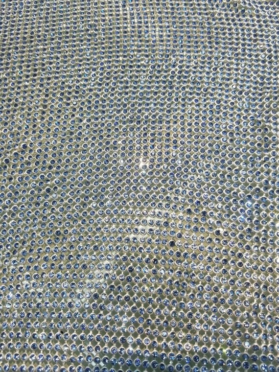 Rhinestone Sheets, Rhinestones Fabric, Rhinestones Mesh. Full Sheet  Rhinestones Flexible Mesh. Size 46x18 Light Blue Color on Silver Mesh -   Sweden