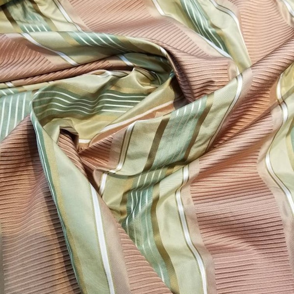 100% silk taffeta stripe usable for draperies & Appearel, 54" wide.    Sold by the yard. For interior designers and decoration.