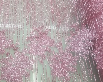 Rose color Glitter Metallic fabric usable for decoration and apparel. 58" Wide sold by the yard.