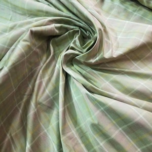 100% Silk Dupion plaid fabric by yard  54&quot; wide. Can be used for apparel  accessories and interior  Designing.