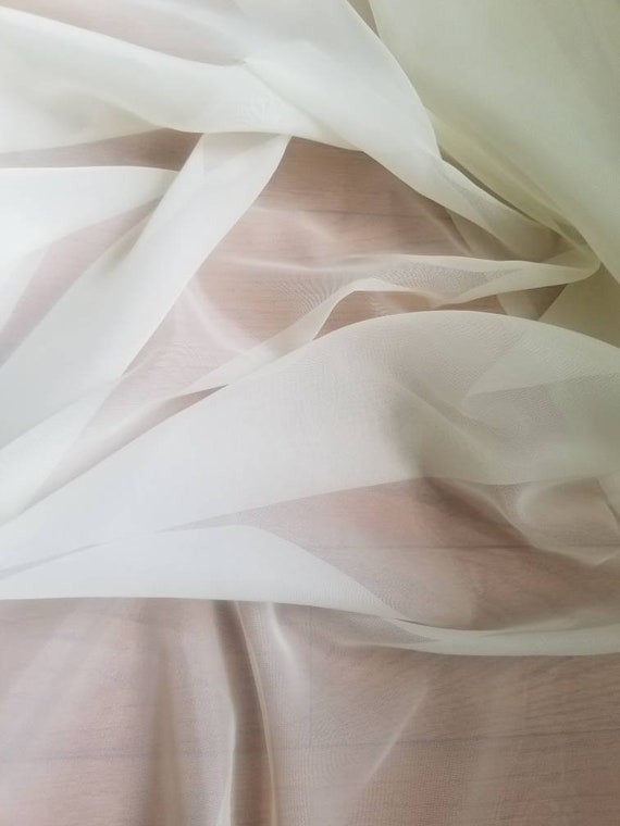 White Silk Organza Fabric For Interior Home Decor, Dressmaking, Drapery