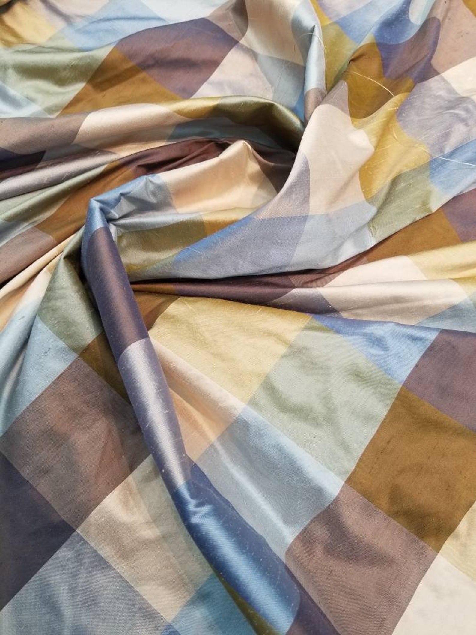 Multicolor Plaid Silk Shantung 435 Fabric