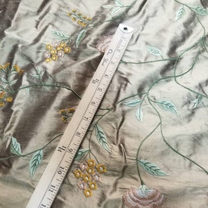 Beige Diamond Shantung on Organza Embroidered Dupioni Silk