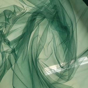 Super fine soft forest green  color Tulle/Mesh 60&quot; wide sold by the yard usable for Apparel and interior designing.