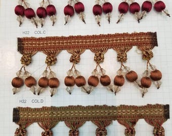 Beaded Tassel Trim sold by the yard usable for Tassel Fringe,  Fabric Fringe , Lampshades, Pillows covers , Curtains and for all Home Decor.