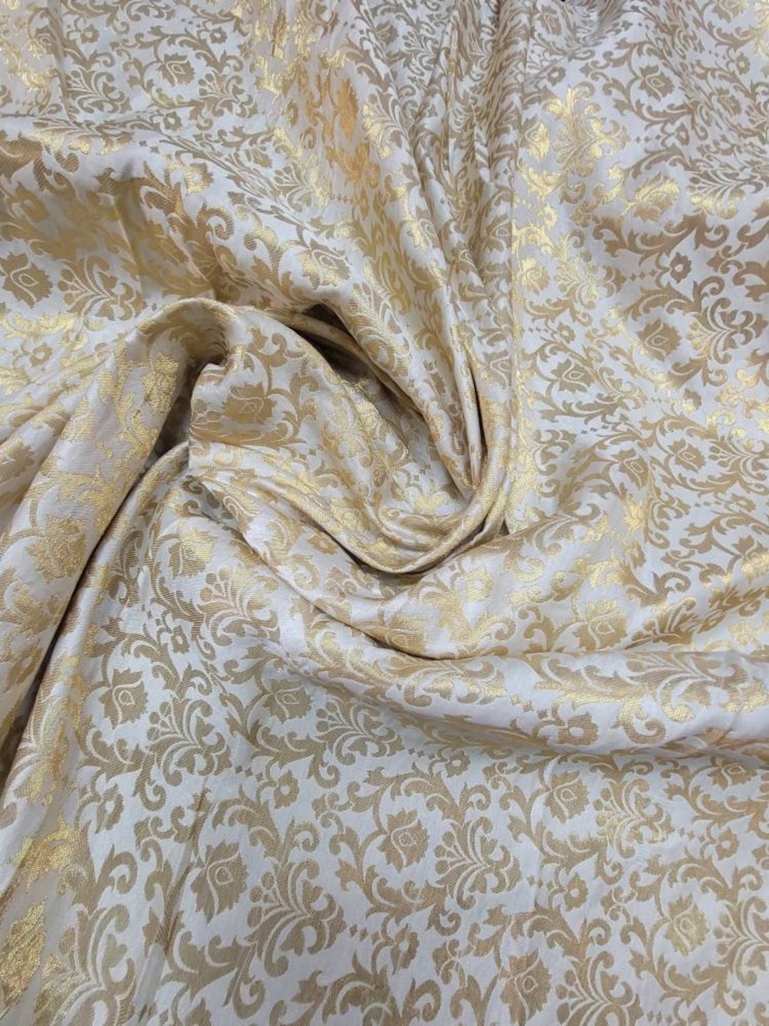 Handcrafted Beautiful Indian Silk/rayon Brocade With Mettallic Thread ...