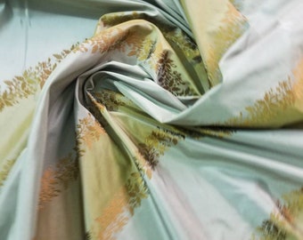 100% Silk Taffetta embroidered stripe  fabric by yard  54" wide. Can be used for apparel  accessories  and Interior Designing.