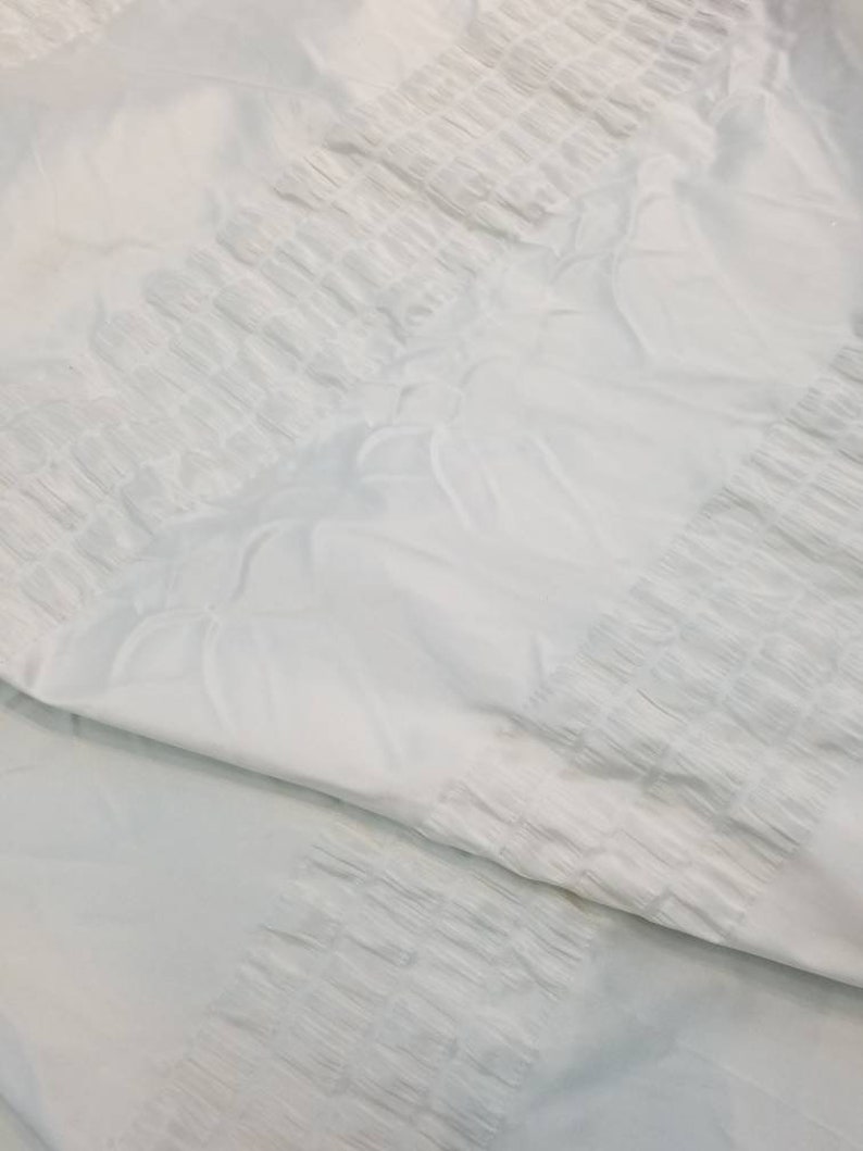 White Gray 359 Striped Silk Shantung