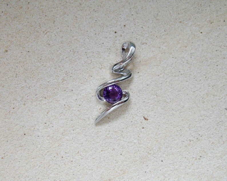Sterling Silver Purple Amethyst Squiggle Pendant, 925 Silver Pendant, GemstoneJewelry, Birthday Gift for Her, February Birthstone image 7