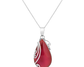 Grand pendentif rose en forme de larme d'ormeau en argent sterling, bijoux en argent 925 en coquillage paua, cadeau pour elle