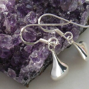 Sterling Silver Drop Earrings, Minimalist Silver Blob Earrings, Gift for Her image 7