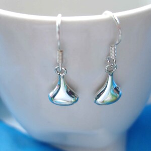 Sterling Silver Drop Earrings, Minimalist Silver Blob Earrings, Gift for Her image 2
